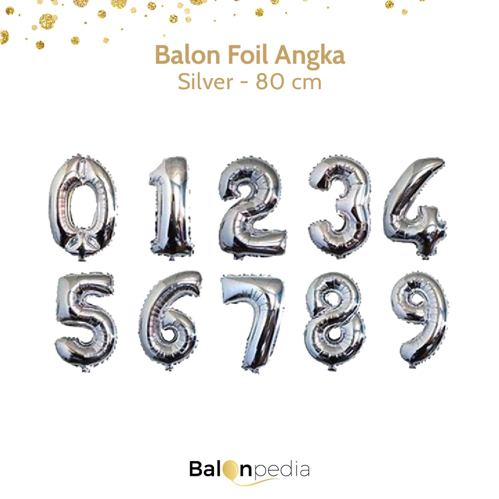 Balon Foil Angka Jumbo Silver 80 Cm / Balon Angka Jumbo 80cm