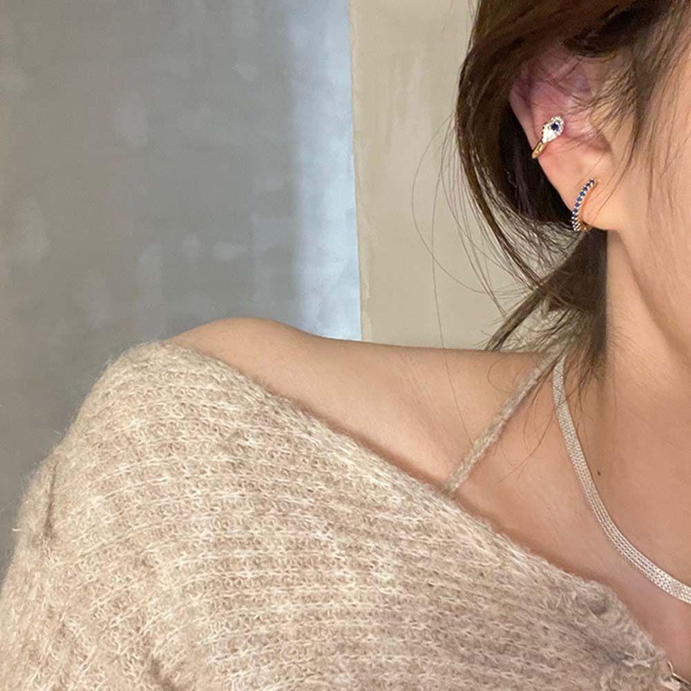 Mxbeauty Tindik Tulang Rawan Telinga Kepribadian Berlian Imitasi Korea Aksesori Perhiasan Bohemia Gesper Telinga Stud Anting-Anting Kecil Huggie Earring