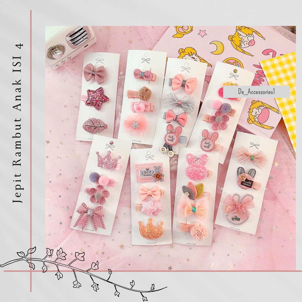 Jepit Rambut isi 4 / Jepit Rambut Anak Isi 4 / Jepit Rambut Anak / Jepit Rambut Lucu /Jepit Rambut
