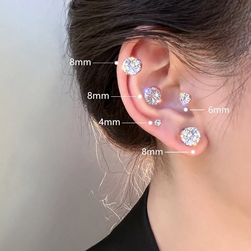 Anting Klip Magnetik Kristal Elegan Untuk Wanita Zirkon Earring Aksesoris Perhiasan