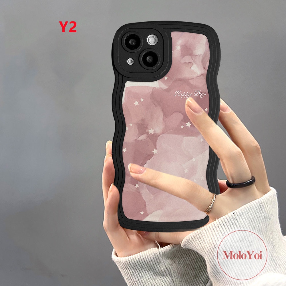 Casing Pasangan Cocok Untuk iPhone 11xr7 8 Plus 13 12 14 Pro Max 6 6s Plus 14plus X XS Max SE 2020lembut TPU Wavy Edge Halo Dyed Watercolor Star Lines Case