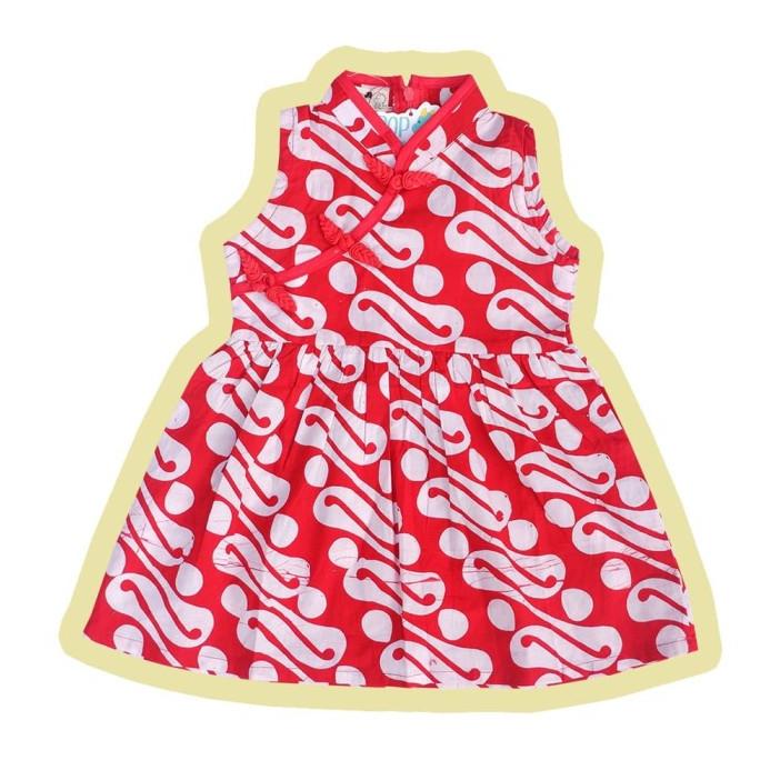 Pop Kidswear You Cheongsam Dress - Batik Anak Dress Merah Cheongsam