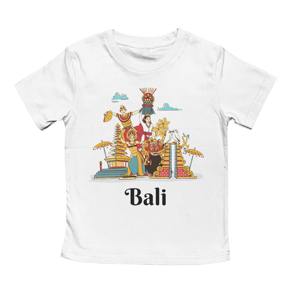 Kaos Anak Laki-laki dan Perempuan Unisex Lengan Pendek Motif Culture Indonesia Bali