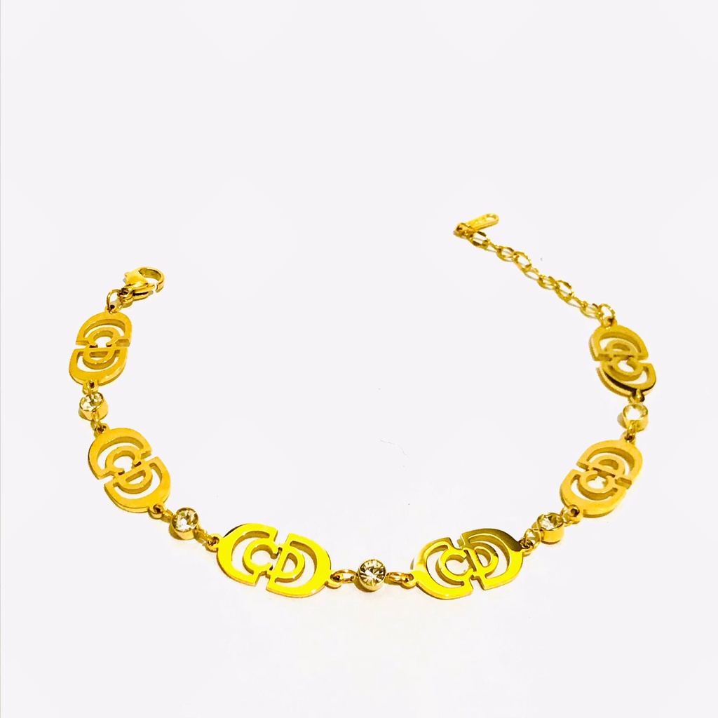 Gelang Rantai Titanium Wanita Lapis Emas Anti Karat GRT-72-30-AMK