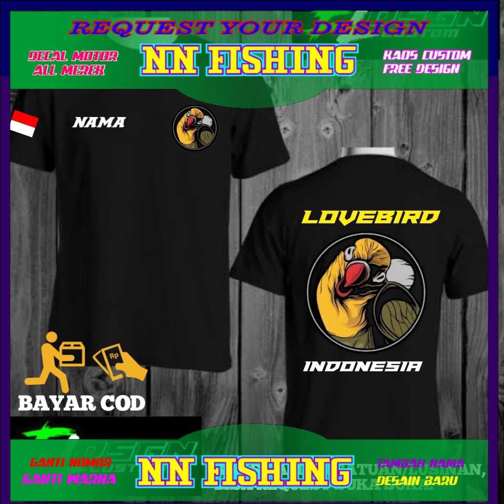 KAOS LOVEBIRD  SINGLE FIGTER,KONSLET , gratis tambah nama sendiri, baju oversize