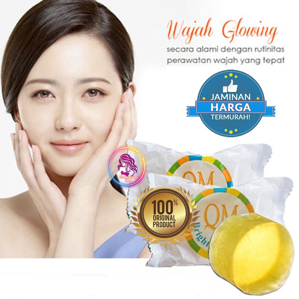 Sabun QM Glowing BPOM Brightening Soap / Whitening Soap QM Sabun Pemutih Badan Permanen Pria Wanita 