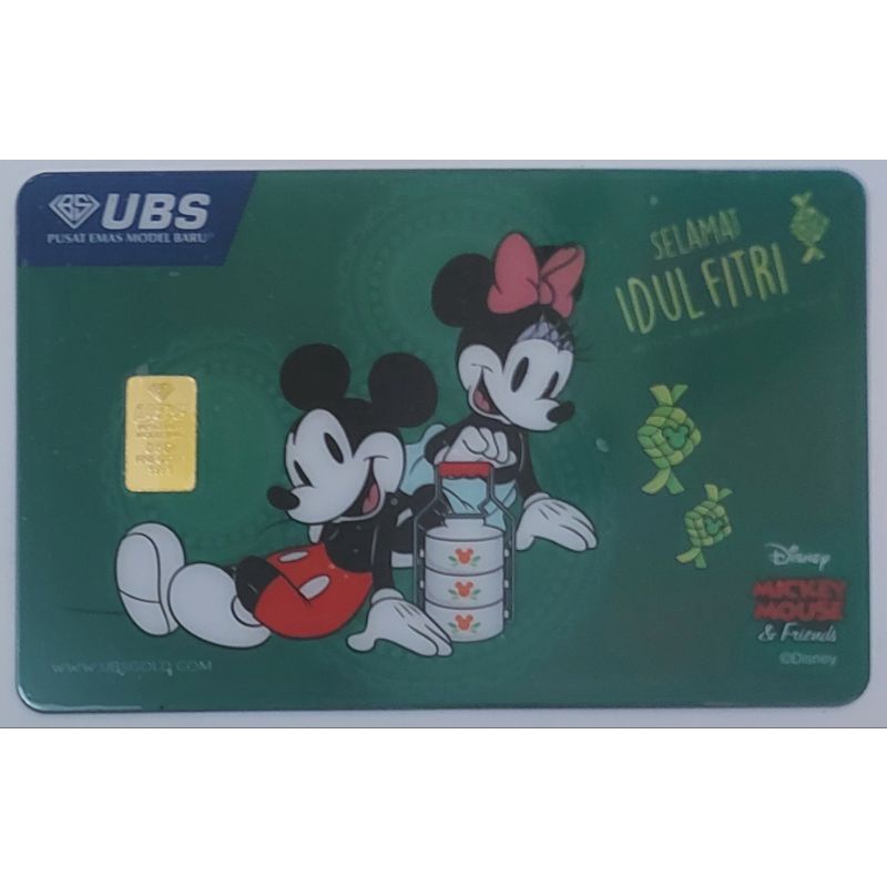 Logam Mulia UBS Disney Mickey Mouse & Friends Selamat Idul Fitri 0.5 Gram