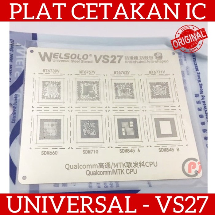 WELSOLO VS27 Plat Cetakan IC Universal Steel Stencil MTK Qualcomm CPU