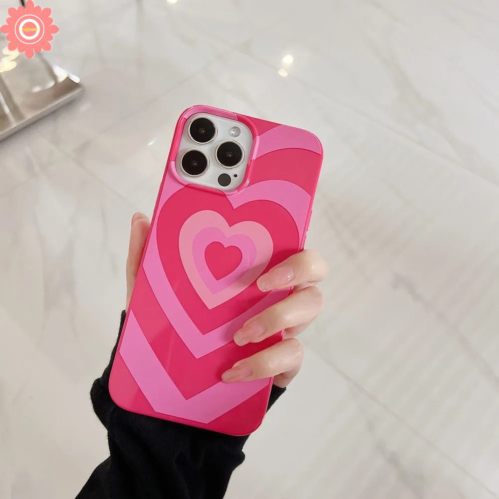 Gradient Love Heart Phone Case Compatible for IPhone 7 8 Plus 11 14 13 12 Pro Max XR X XS Max SE 2020 Pink Rose Red Glossy Smooth Soft Tpu Silicon Back Cover Cases