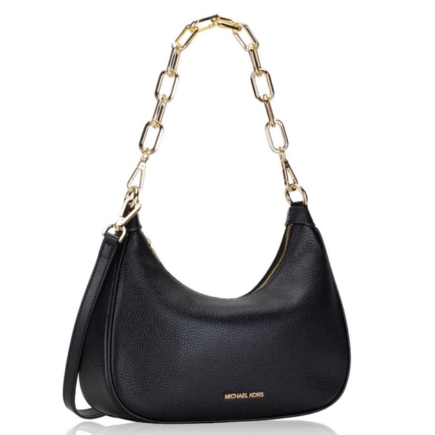 M-K Michael Kors 2219 Cora Medium Zip Pouchette In Black Leather