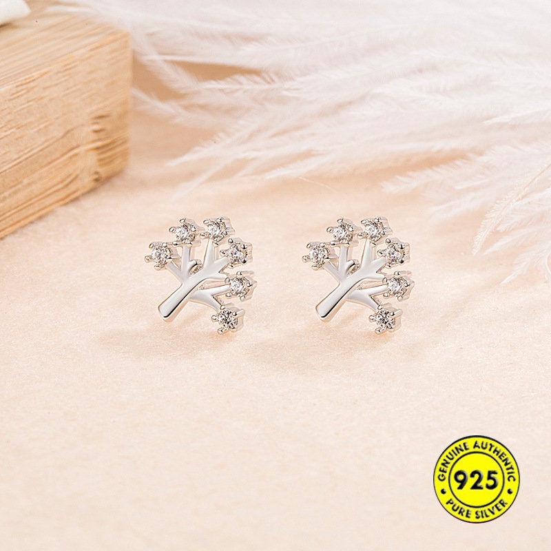 Christmas Series Anting Tusuk Micro Hias Berlian Pohon Harapan Untuk Wanita Ornamen Natal U1187