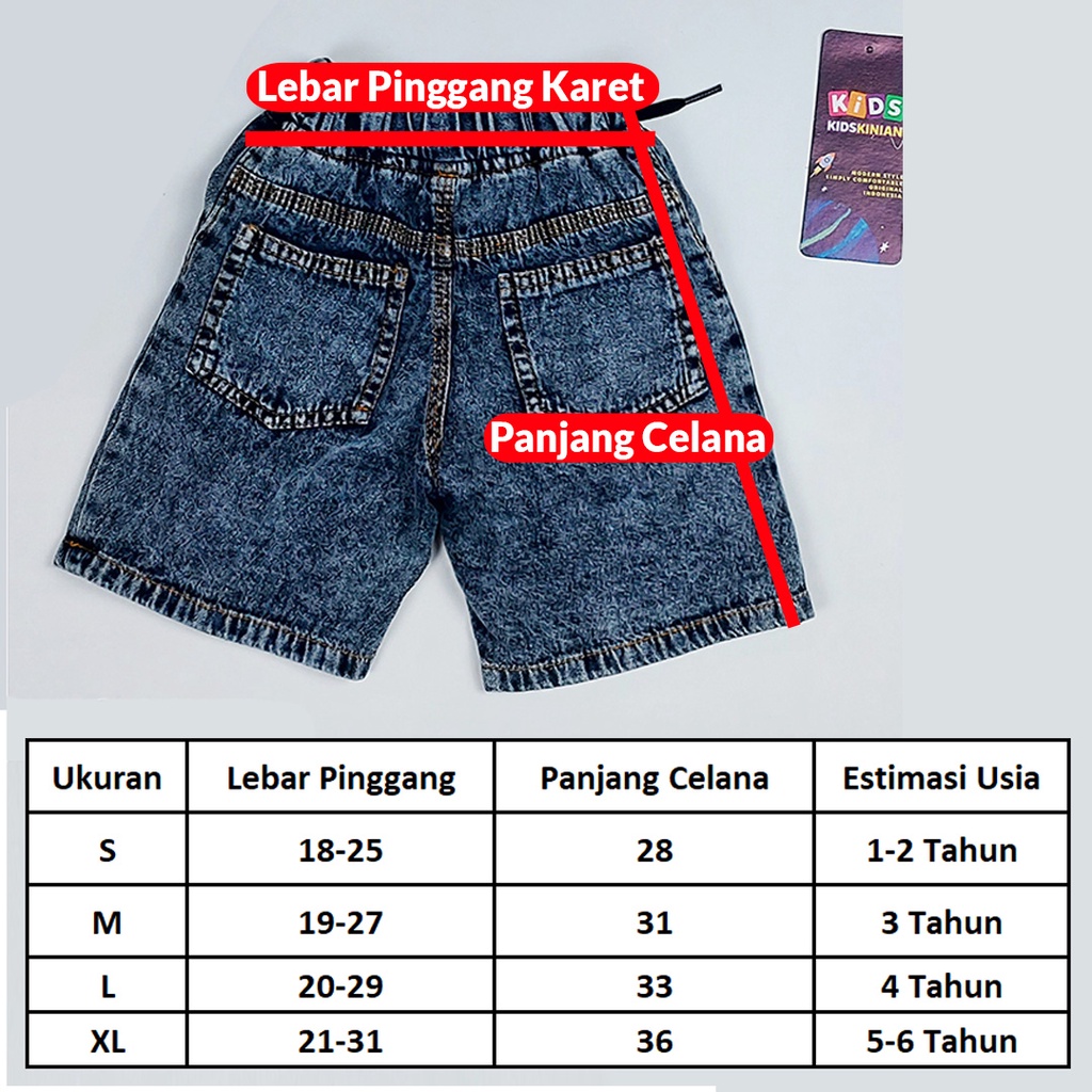 Celana Jeans Anak Pendek Denim Junior Balita Short Pant Clana Jean Laki Perempuan Cowok Cewek Usia Umur 1 2 3 4 5 6 7 8 Tahun