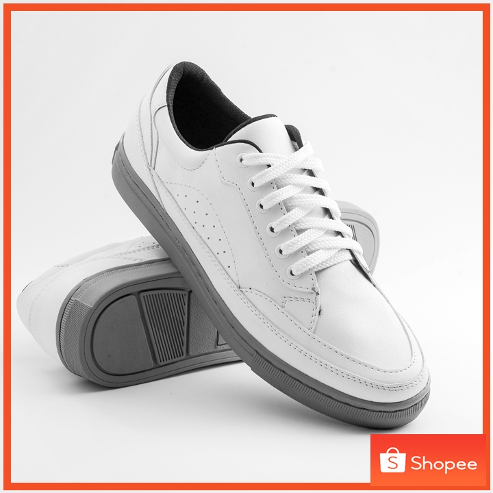 JOSE WHITE GREY - Sepatu Sneaker Pria Casual Santai Kuliah Sniker Sneker Cowok Original