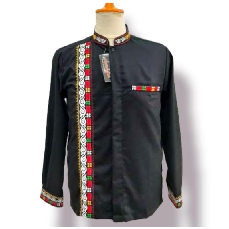 Baju Kemeja Aceh Bordir Motif Kerawang Gayo Aceh Lengan Panjang