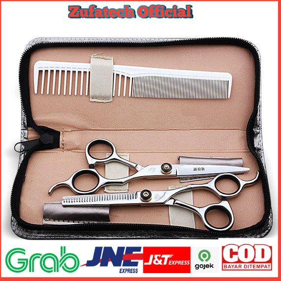 Biutte.co Set Gunting Rambut Sasak &amp; Flat Hairdressing Scissors - XK10 - Silver