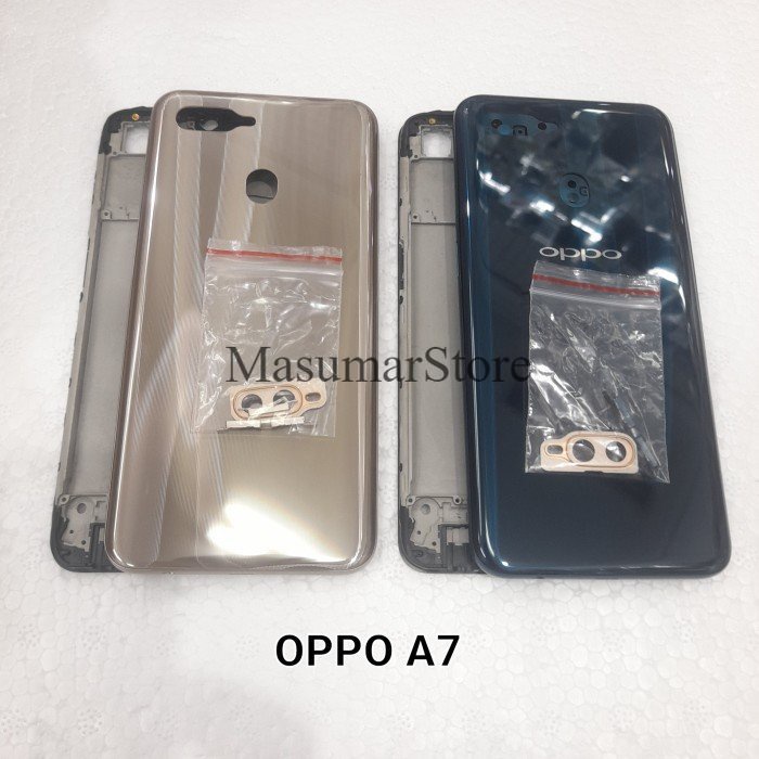 kesing housing casing full set oppo a7 frame + bezel + backdoor - green