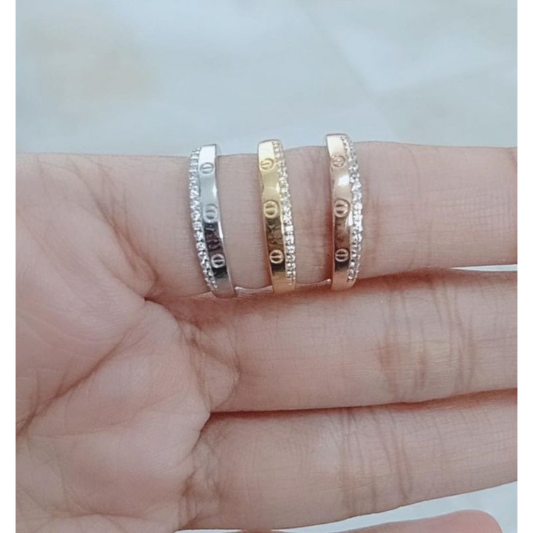 cincin model listring carti*r mp/perak asli silver 925 lapis emas/perhiasan fashion wanita terbaru
