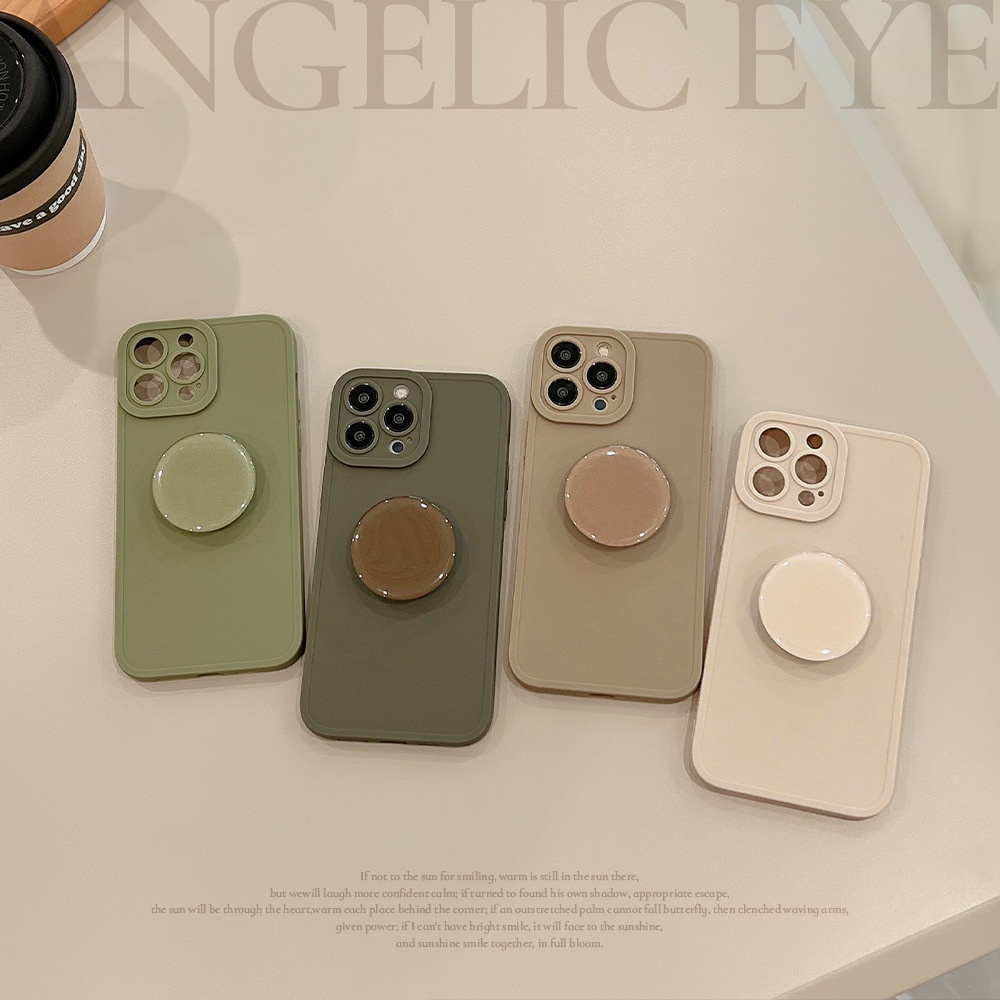 Korea Casing Simple Bahan Silikon Case Dengan Holder Untuk Iphone 14pro MAX Casing Cover Pelindung