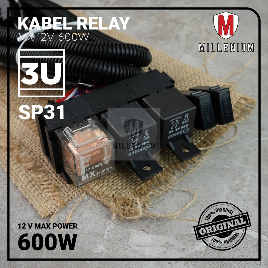 【MX】Kabel Relay Set Lampu H4 Mobil BOSCH SP Series 3 Relay 12v dengan 2 Lampu H4 Utama Mobil Universal Original Berkualitas