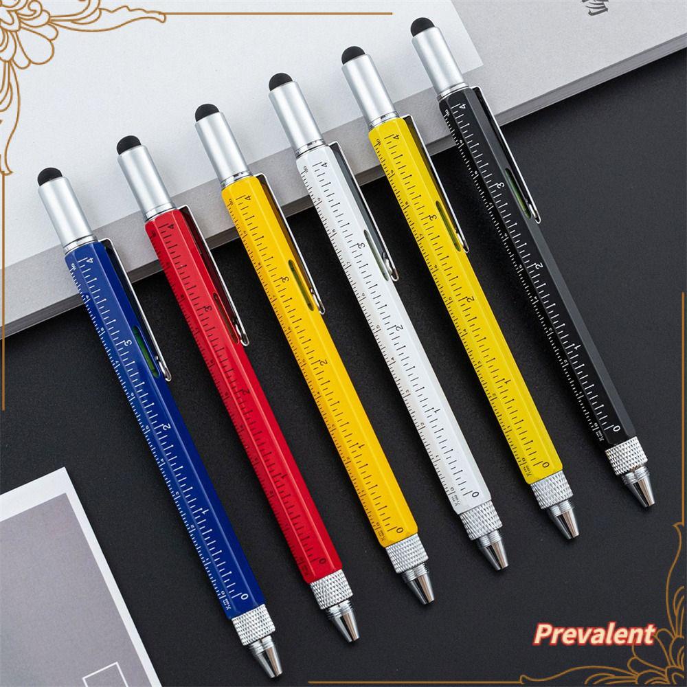 Preva 2Pcs Pen Multi-Fungsional Perlengkapan Menulis Waterpas Penggaris Gadget Layar Sentuh Woodworking Pen