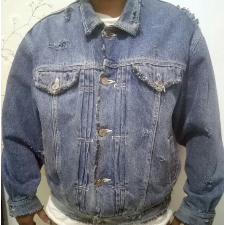 Edwin ripped denim jacket made in Japan harga nett