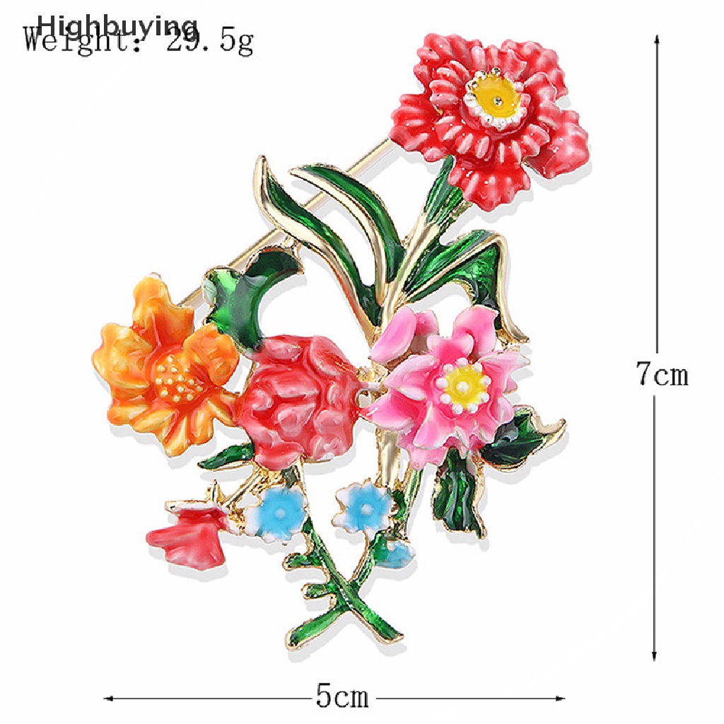 Hbid Enamel Warna-Warni Peony Bros Untuk Wanita Enamel Yang Indah Bunga Besar Bros Desain Baru Sweater Pin Mantel Gaun Perhiasan Hadiah Glory