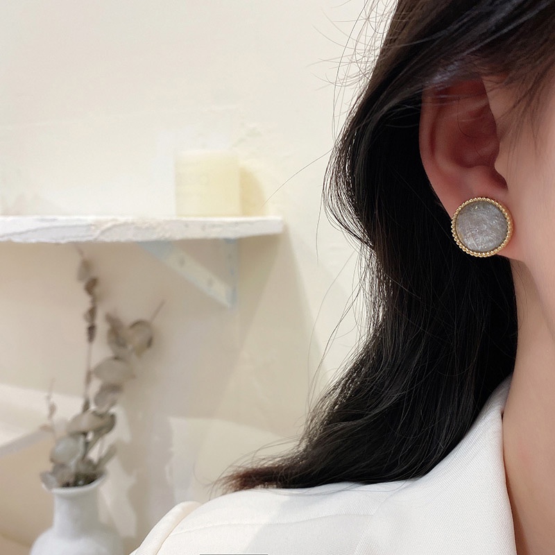 925jarum Perak Sense Tinggi Anting Pejantan Bulat Sederhana Aksesoris Telinga