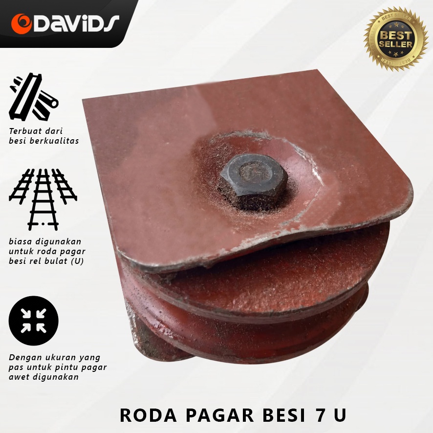 Roda Pagar Besi Rumah Pintu Gerbang Baja Dorong Sleding 7cm U