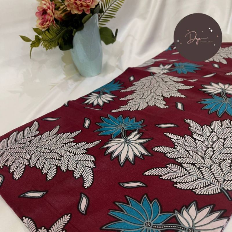 Kain Batik Merah Maroon Bunga