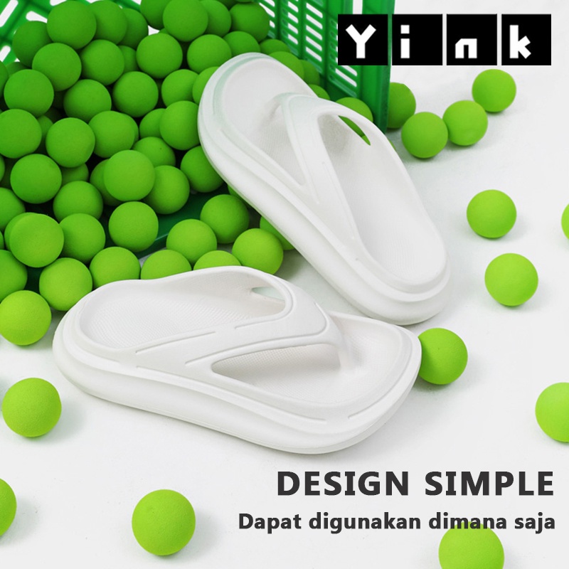 Yink Sandal Jelly Jepit Wanita Korean Soft Slippers Antislip Elastic Empuk EVA Sandal Rumah Karet Kamar Empuk Nyaman Tebal