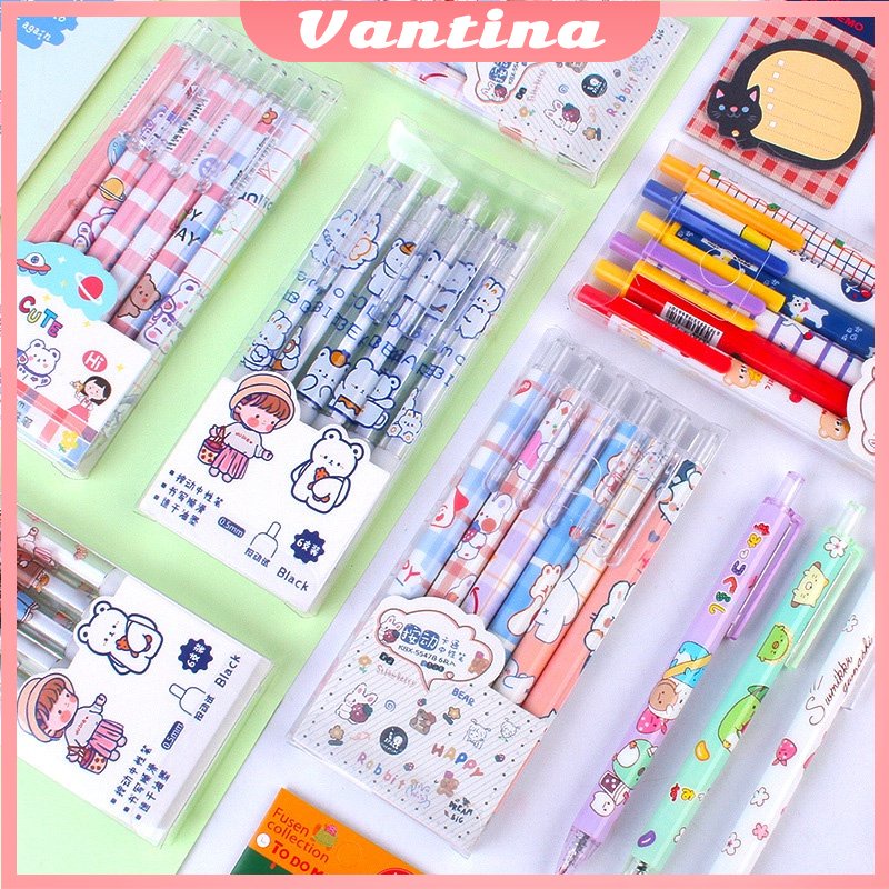 

(6pcs) Set Pen Gel Mekanik 0.5mm Motif Karakter/Pulpen Gel Mekanik Lucu/Pulpen Aesthetic