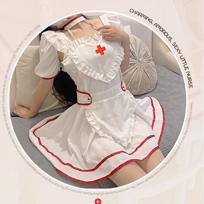 Lingerie Sexy Perawat Nakal Cosplay Seragam Kamar Tidur Pembantu Acara Kostum Set 3A567