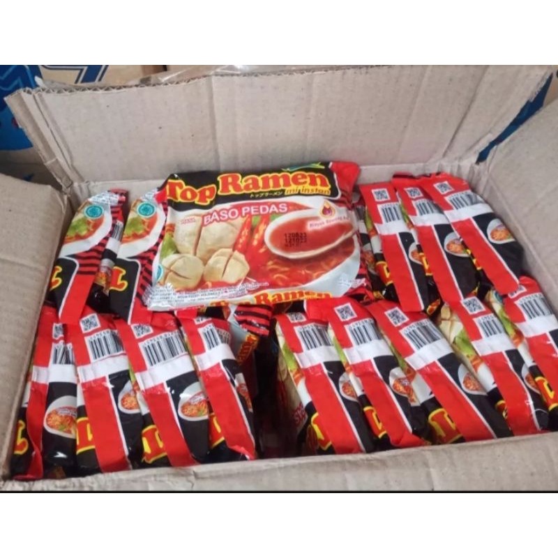 

Mi top ramen rasa bakso sapi dan baso pedas harga 10 pcs