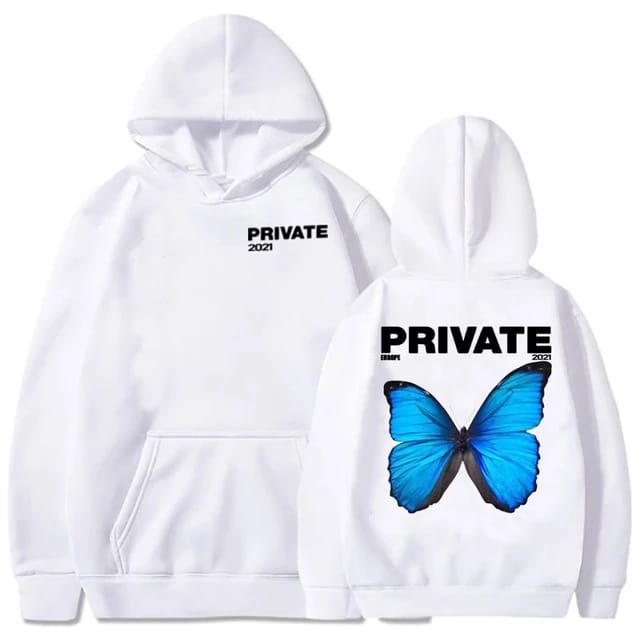 Sweater Hoodie BUTTERFLY PRIVATE Jumper Pria Wanita Bahan Fleece Tebal Ukuran S M L XL XXL XXXL