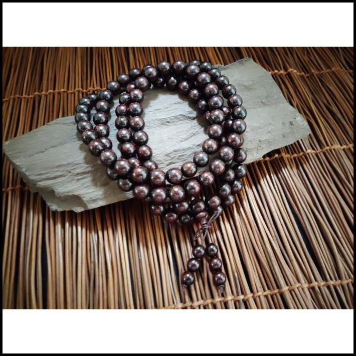 Promo Kalung Tasbih 108/99 Kayu Cendana Merah Bintang Emas India Tua 10Mm