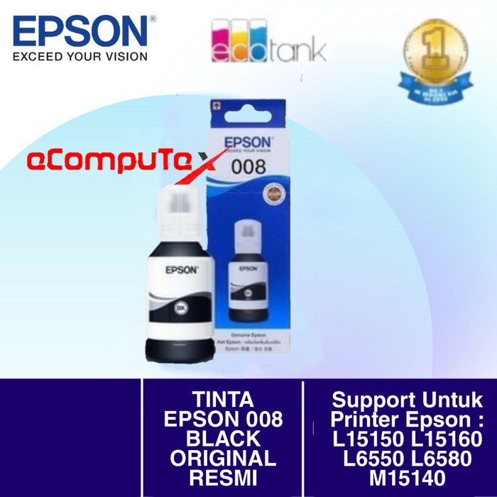 TINTA EPSON 008 BLACK / HITAM ORIGINAL RESMI FOR L15160 L15150 L6550