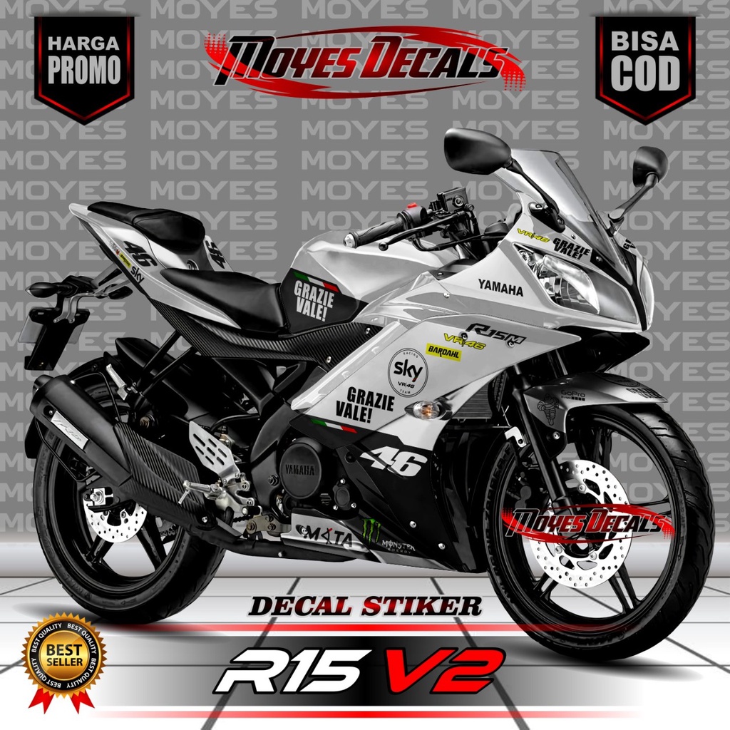 Decal Stiker R15 V2 Fullbody - Motif Grazie Vale Warna Putih