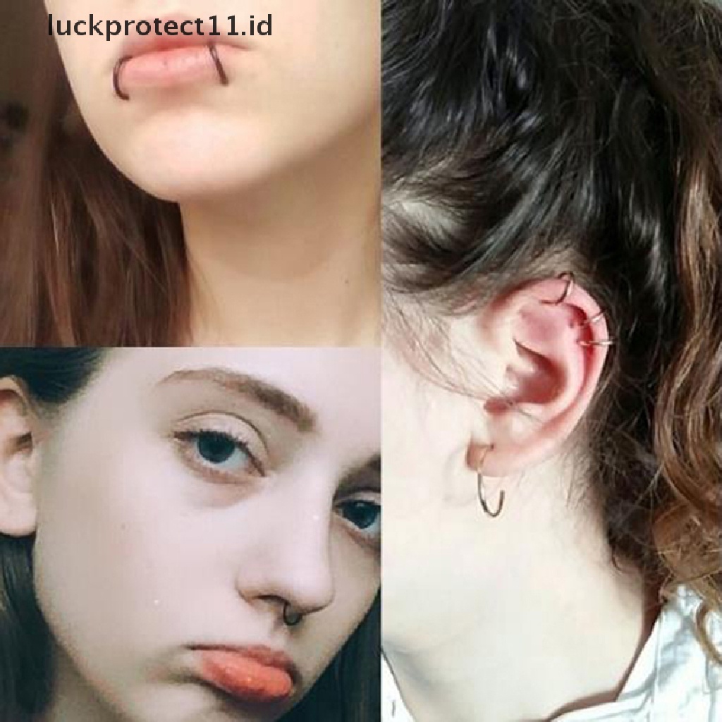 /Fashion Hot// Fashion// 40/60pcs Wanita Cincin Hidung Baja Perak Surgical Hoop Cartilage Stud  .