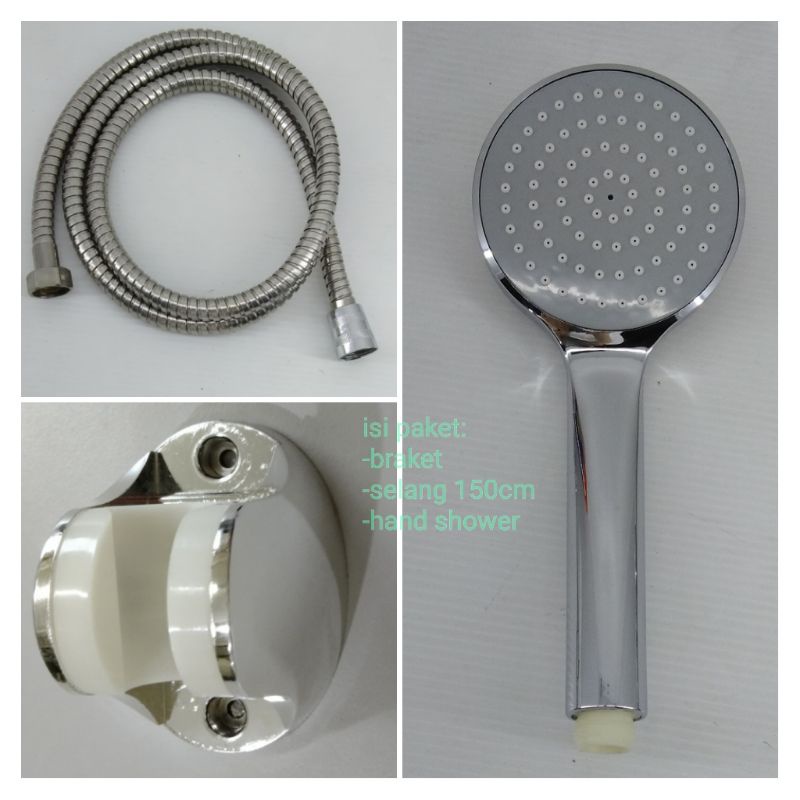 PAKET HEMAT HAND SHOWER+BRACKET+SELANG 150CM