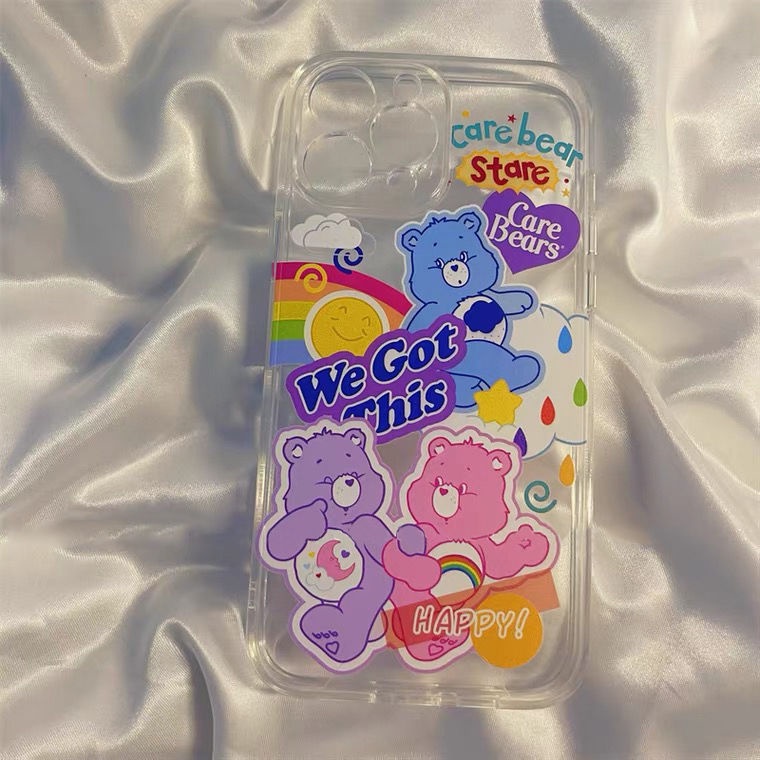 IPHONE Cute Love Bear Soft Phone Case Kompatibel Untuk Iphone14 13 12 11 Pro XS Max Casing Tahan Guncangan X XR 78 6 6S Plus Cover TPU Transparan