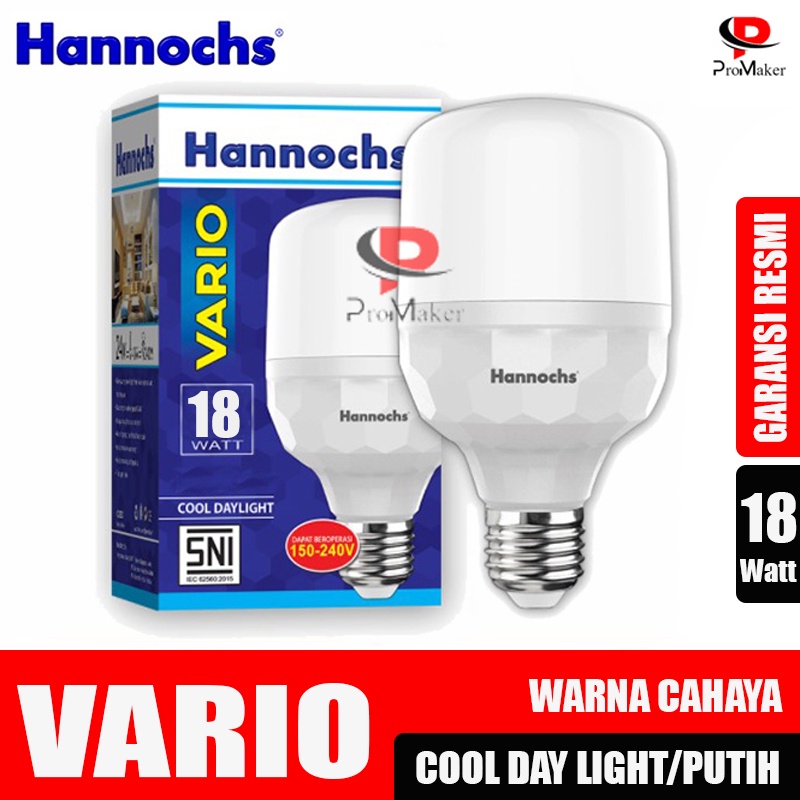 Lampu LED Hannochs Vario 18w Bohlam Bulb Cool Day Light SNI Original