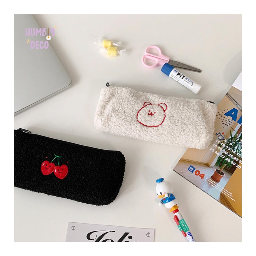

Korean Aesthetic Fluffy Plush Pen Pencil Case with Zipper | Tempat Pensil Bulu Unik Korea
