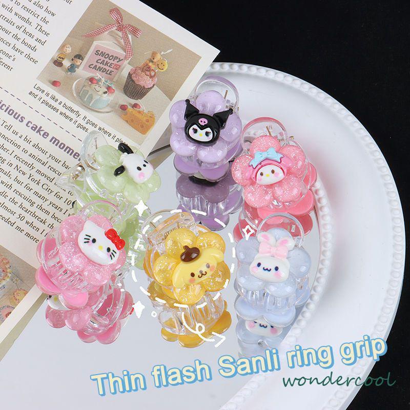 Jepit Rambut Bunga Transparan Cinnamoroll Kuromi Teenage Student Cartoon Sweet Hair Clip-Won