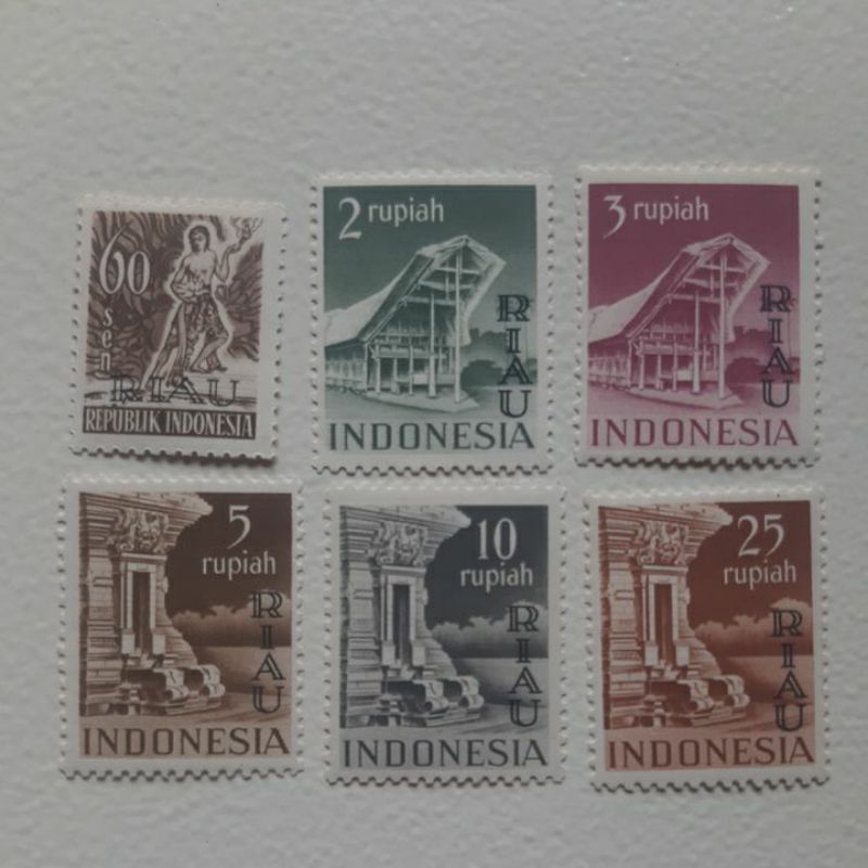 

Perangko Indonesia 1954 CT Riau set 6 prangko
