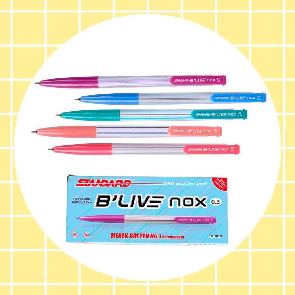 

STANDARD PEN - BLIVE NOX 0.3 BLACK / TINTA WARNA HITAM ISI 12 PCS ( PULPEN, PENA, BALLPOINT ) TERLARISS...,,,,,