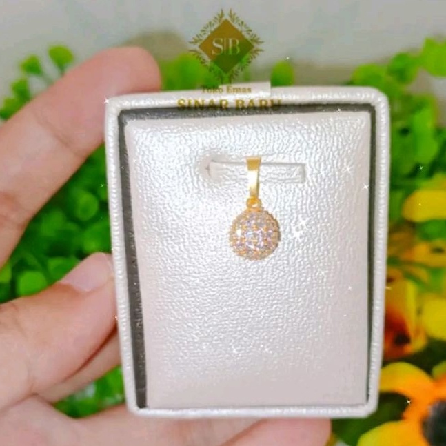 Emas Asli 375 Liontin Bulat Full mata