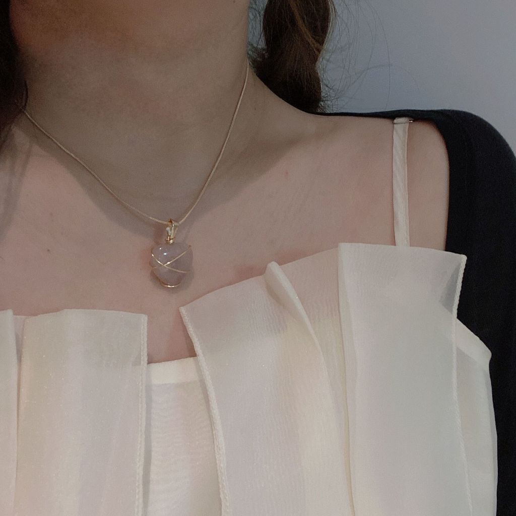 Aksesoris Kalung Opal Pink Aksesoris Cinta Liontin Kepribadian Fashion