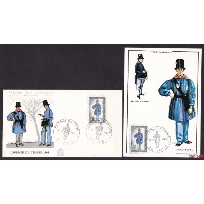 

A219 Maximum Card FDC Prancis 1982 Stamp Day 2 pcs Unused