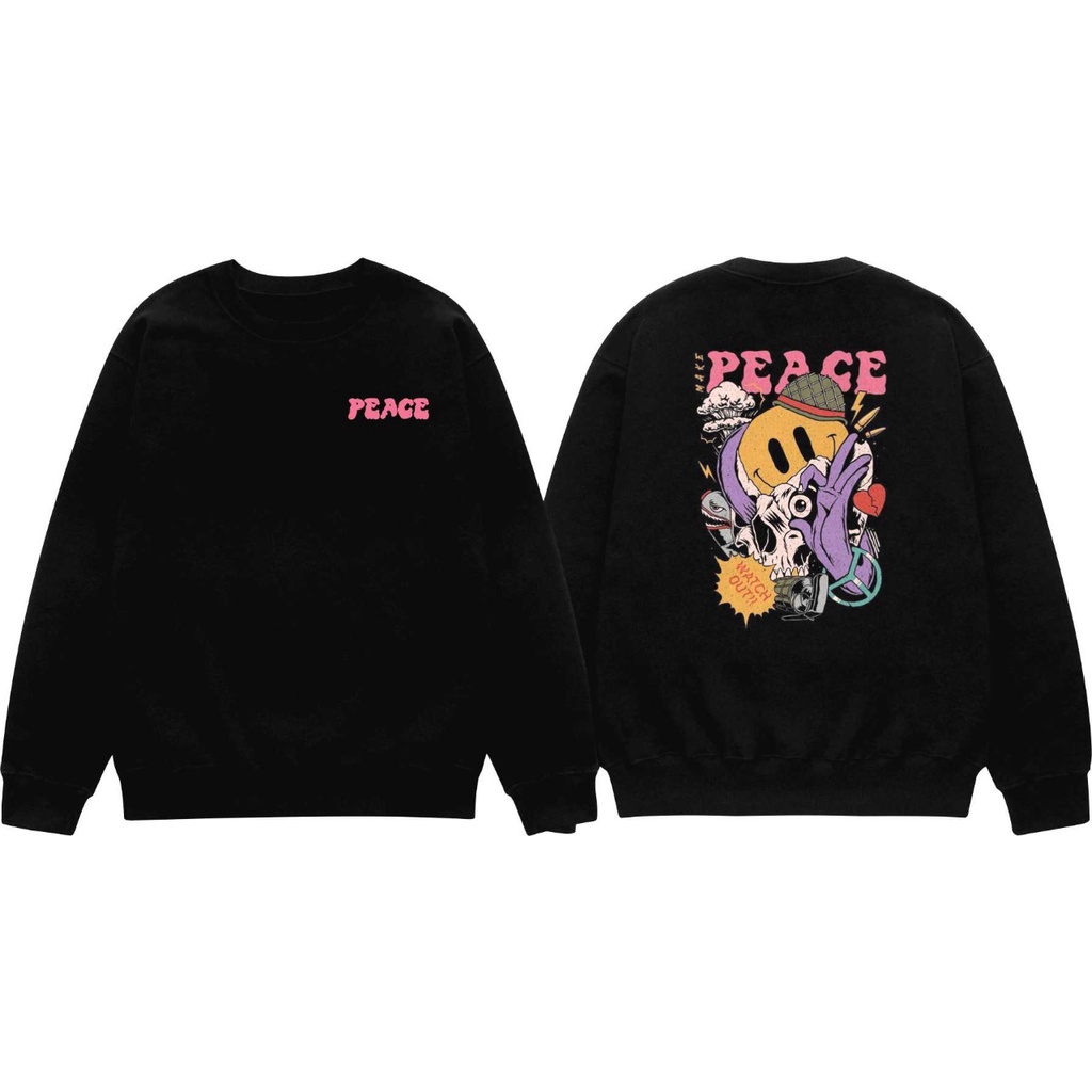 Sweater Pria Distro Japan Crewneck Hitam Sablon Suiter Cowok Jumbo Switer Krunek Oversize Bigsize