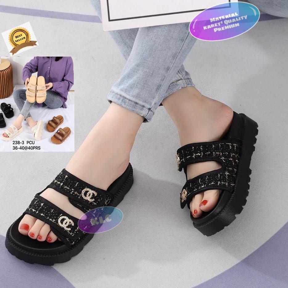 ←✻ sandal wedges perempuan sandal karet wanita balance 238-A Model Baru